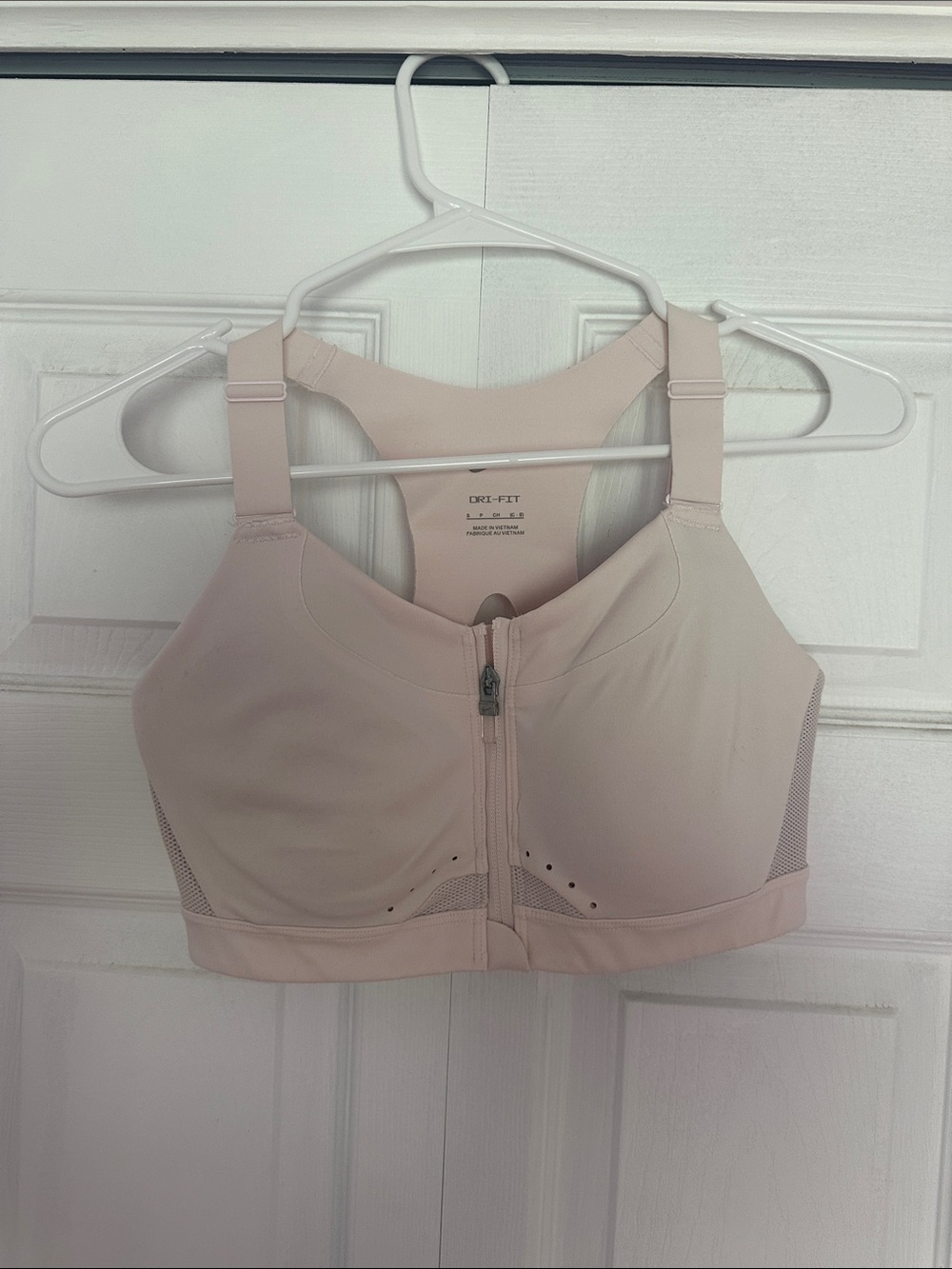 Nike Light Pink Front-Zip High-Support Sports Bra